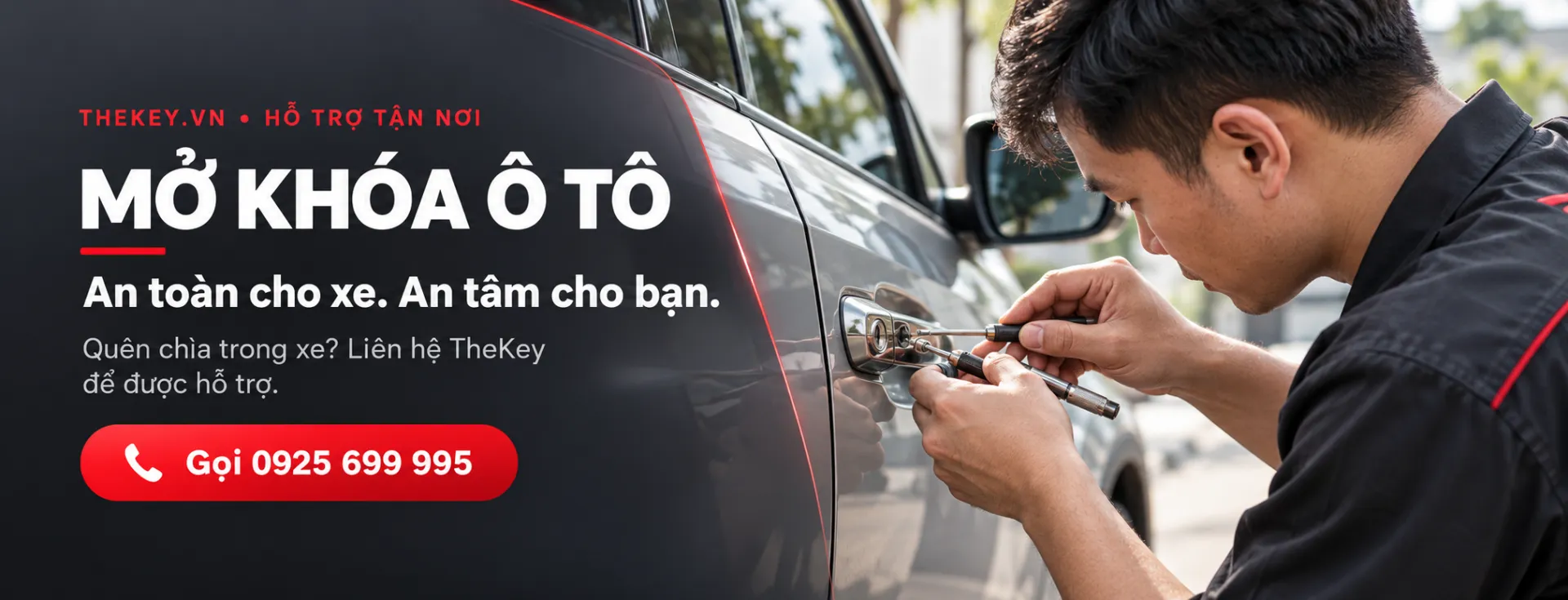 Mở khóa ô tô an toàn cho xe khi quên chìa trong xe